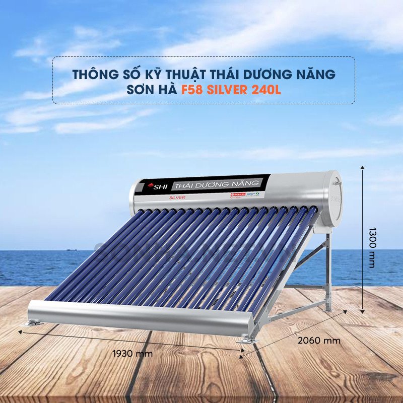 Thông số kích cỡ thái dương năng 240L