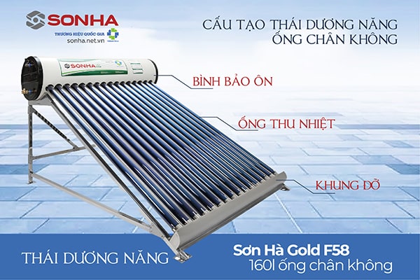 Cấu tạo thái dương năng Sơn Hà Gold 160L ống chân không