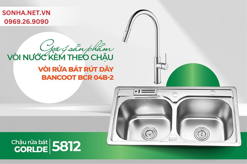 Bộ đôi chậu Gorlde 5812 và vòi Bancoot BCR 04B-2 - Gợi ý tuyệt hảo