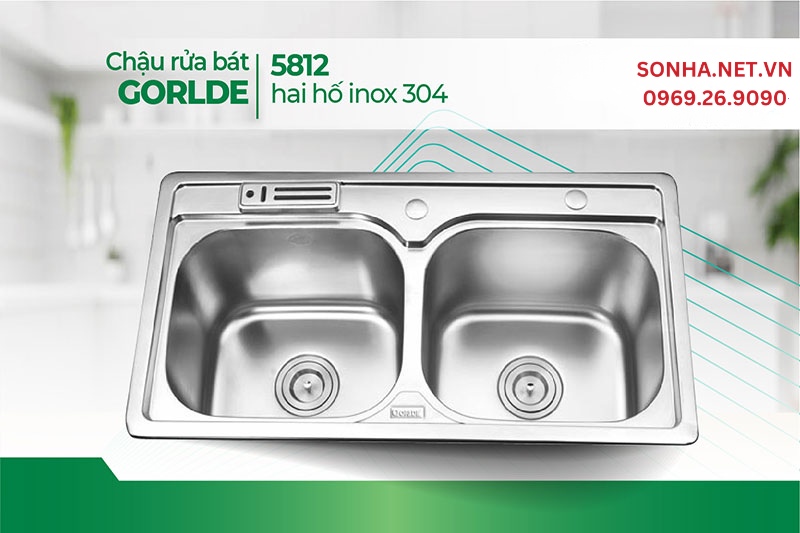 Chậu rửa bát Gorlde 5812 thiết kế tiện ích, giá hợp lý
