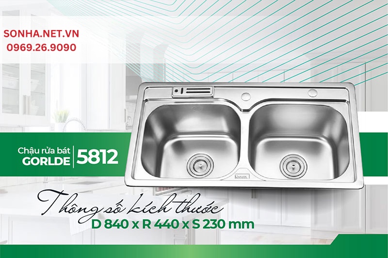 Kích thước chậu Gorlde 5812 phù hợp với gia đình đông người