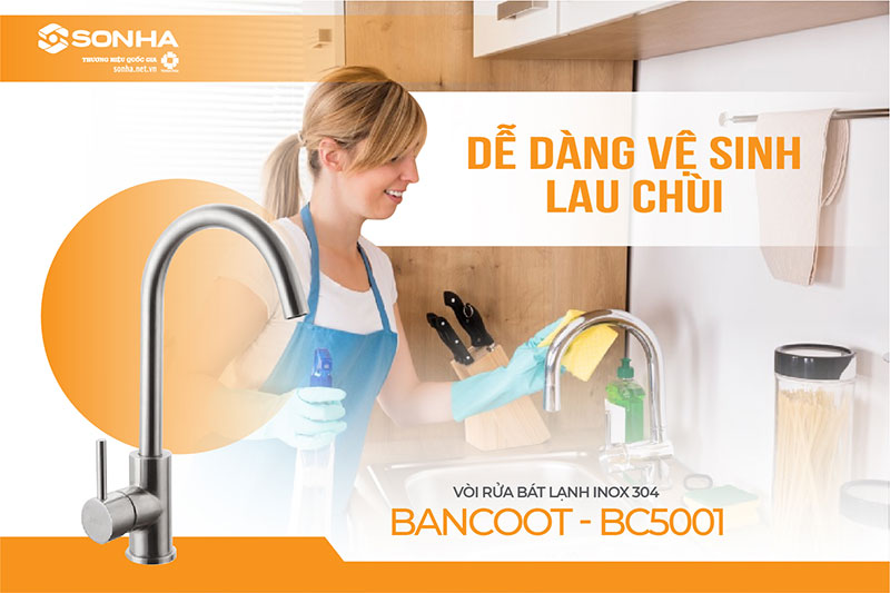Vòi rửa chén Bancoot BC 5001 dễ vệ sinh