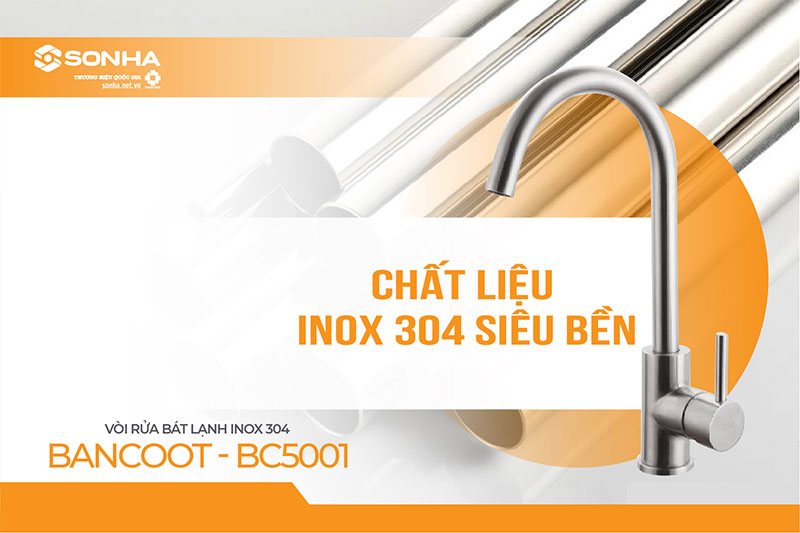 Vòi rửa bát Bancoot BC5001 làm từ inox 304 
