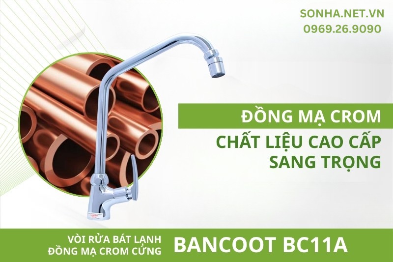 Vòi Bancoot BC11A sang trọng, hiện đại do làm bằng đồng mạ crom