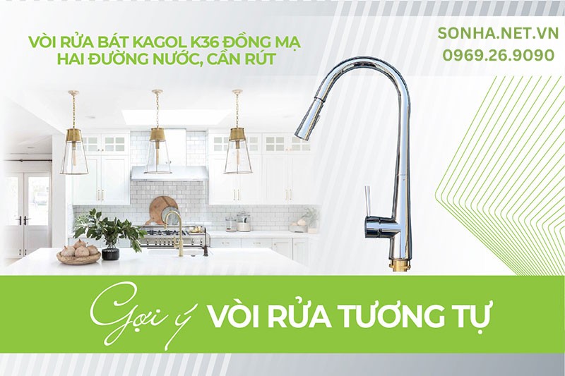 Vòi chậu rửa bát Kagol K36 sang trọng, tiện ích căn bếp hiện đại