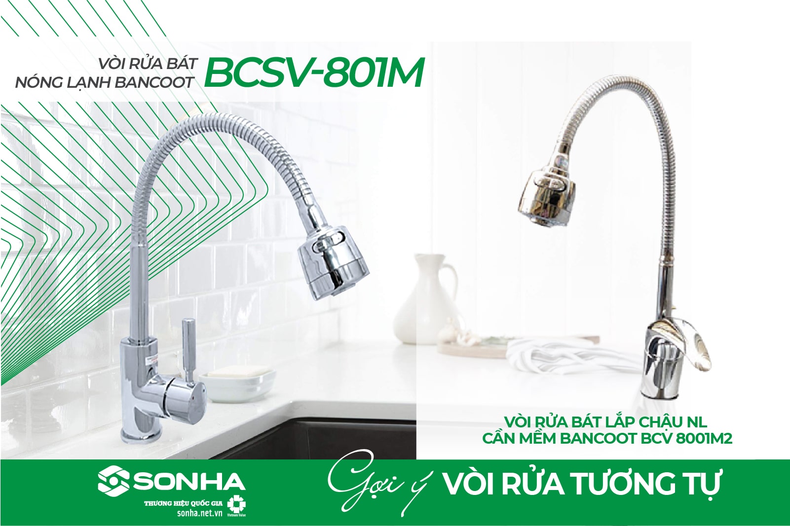 Vòi rửa bát cần mềm Bancoot BCV 8001M2