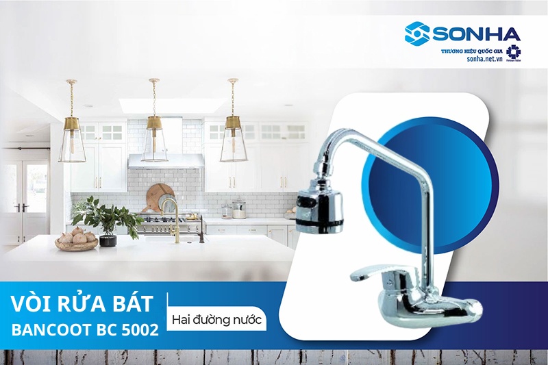Siêu phẩm vòi rửa bát 2 đường nước nóng lạnh Bancoot BC 5002