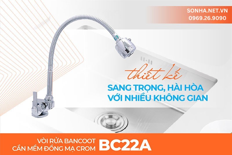 Vòi nước rửa chén Bancoot BC22A phù hợp lắp nhiều không gian