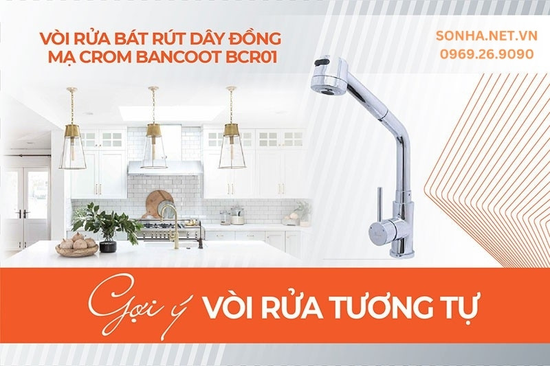 Vòi nước rửa bát Bancoot BCR01 dây rút tiện lợi, sang trọng mọi căn bếp