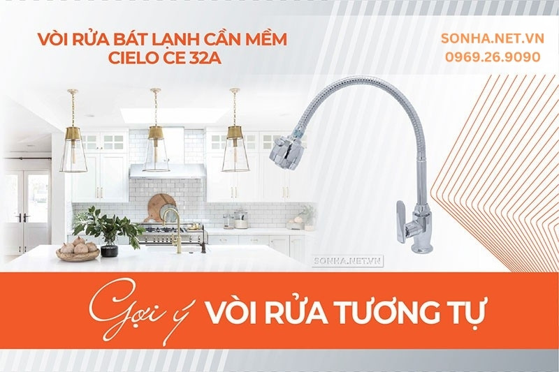 Vòi rửa chén Cielo CE 32A chất liệu cao cấp, thiết kế tiện ích