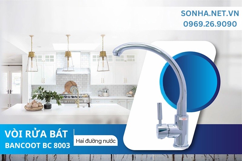 Siêu phẩm vòi rửa bát nóng lạnh Bancoot BC 8003