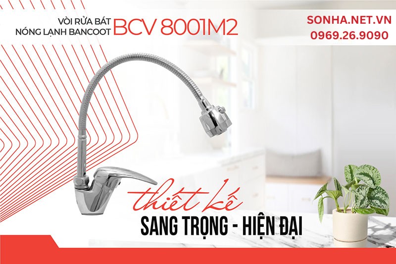Vòi rửa bát nóng lạnh Bancoot BCV 8001M2 thiết kế sang trọng