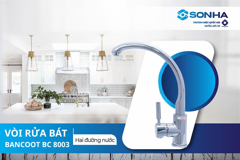 Siêu phẩm vòi rửa bát nóng lạnh Bancoot BC 8003