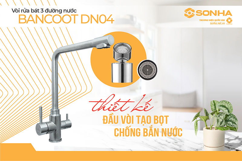 Đầu vòi Bancoot DN04 tạo bọt, chống bắn nước