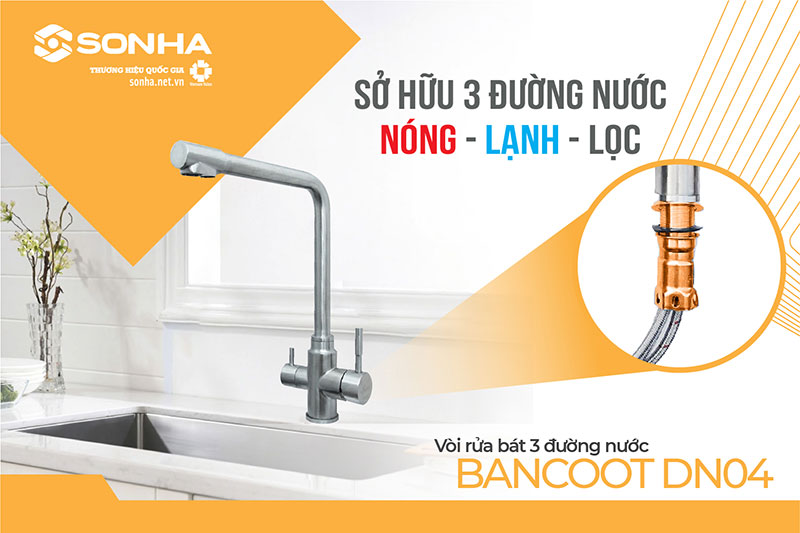 Vòi nước rửa chén Bancoot DN04 3 đường nước tiện lợi