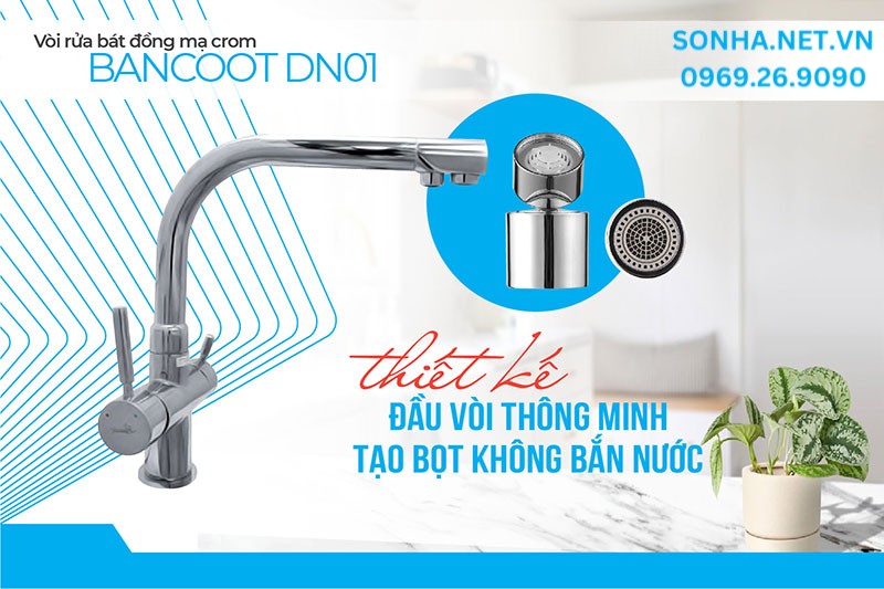 Đầu vòi rửa bát Bancoot DN01 thiết kế thông minh khi sử dụng