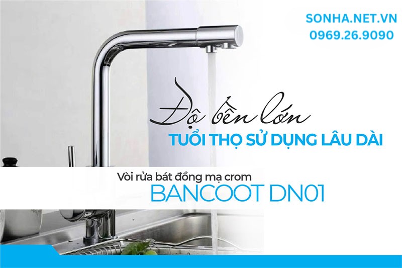 Tuổi thọ vòi Bancoot DN01 bền cao, sử dụng 30 lần/ngày