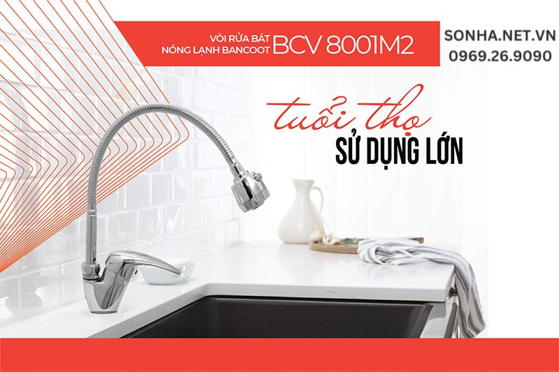 V&ograve;i chậu rửa Bancoot BCV 8001M2 sử dụng đến 160.000 lần