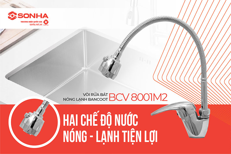 Vòi rửa chén Bancoot BCV 8001M2 2 chế độ nước