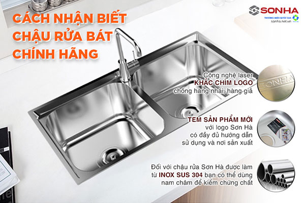 Cách nhận biết chậu rửa bát Sơn Hà chính hãng