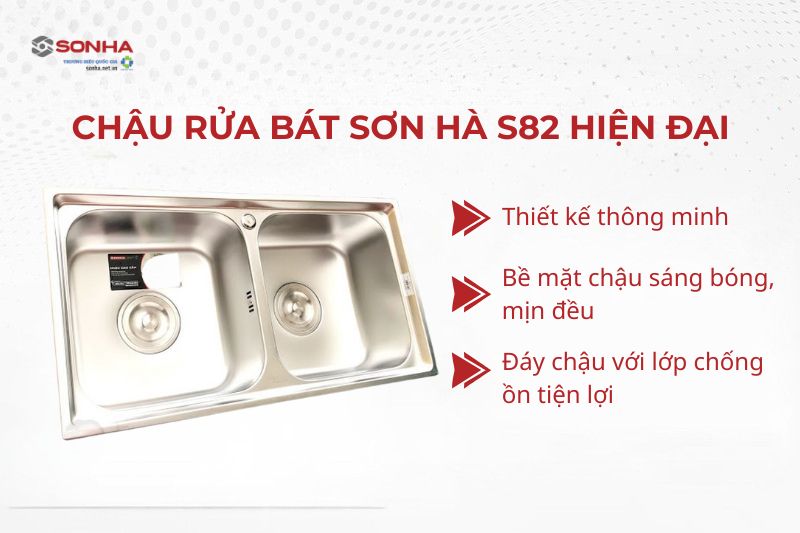 Chậu rửa b&aacute;t 2 hố S82 sở hữu thiết kế th&ocirc;ng minh, ph&ugrave; hợp với mọi gia đ&igrave;nh