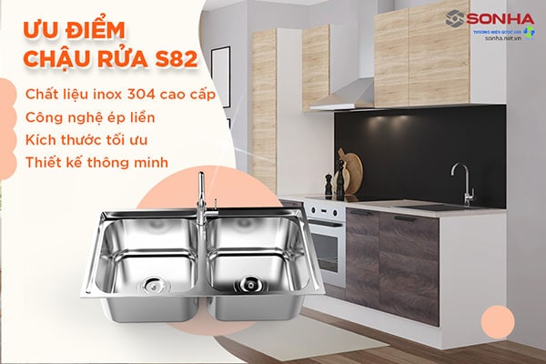 Ưu điểm chậu rửa bát Sơn Hà S82 inox 304