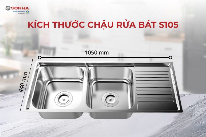 K&iacute;ch thước chậu rửa b&aacute;t Sơn H&agrave; S105