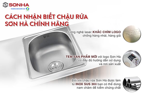 Cách nhận biết chậu rửa bát đơn Sơn Hà SH 447 chính hãng