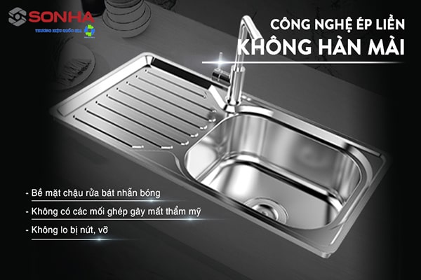 Bồn rửa chén Sơn Hà S79 được áp dụng công nghệ hàn mái