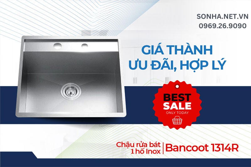 Bồn rửa chén 1 ngăn Bancoot 1314R giá hợp lý tại Sonha.net.vn