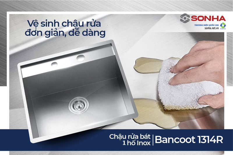 Chậu rửa chén 1 hộc Bancoot 1314R dễ vệ sinh