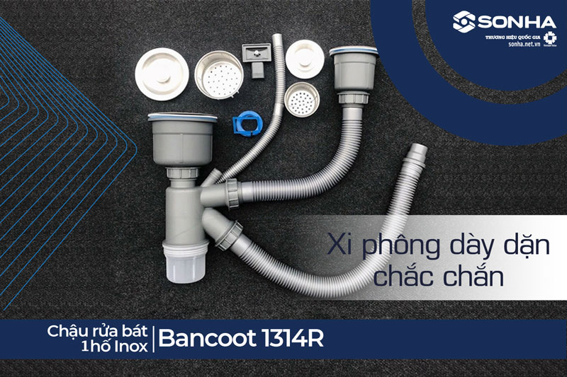 Xi phông chậu rửa bát 1 hố âm bàn Bancoot 1314R