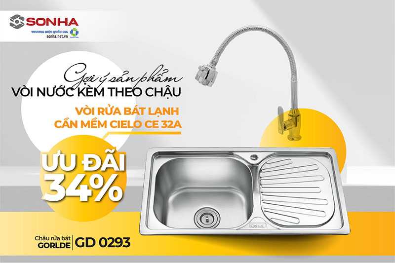 Chậu Gorlde GD 0293 và vòi Cielo CE 32A