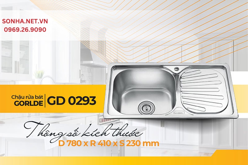 K&iacute;ch thước chậu Gorlde GD 0293 ph&ugrave; hợp với gia đ&igrave;nh &iacute;t sử dụng