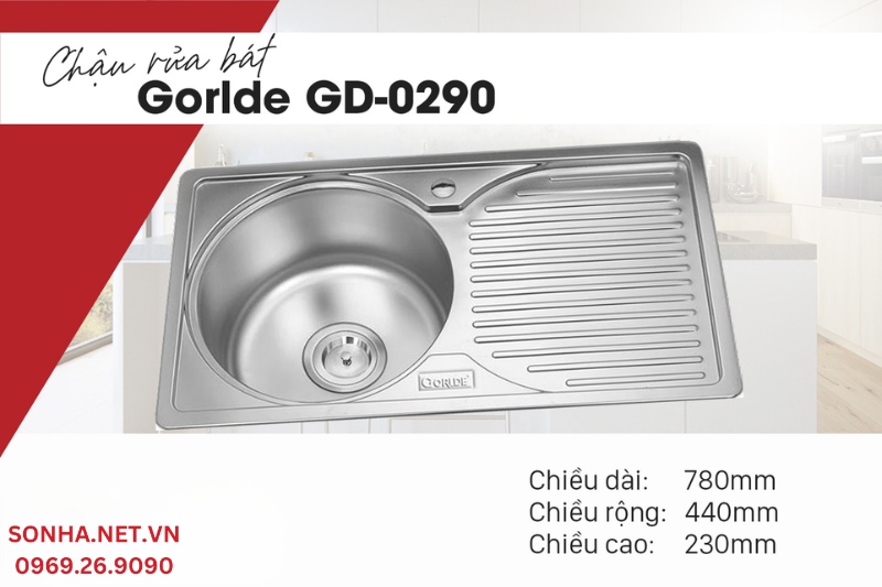 Kích thước chậu rửa bát Gorlde GD-0290