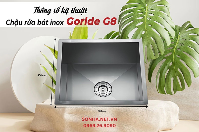 Kích thước bồn rửa Gorlde G8 phù hợp sử dụng ít