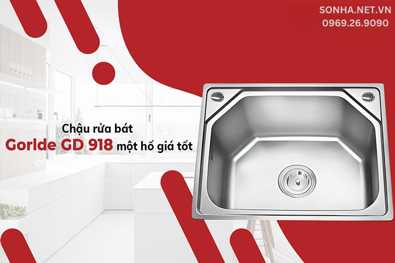 Chậu 1 hố Gorlde GD 918 hiện đại, đơn giản, gi&aacute; hợp l&yacute;