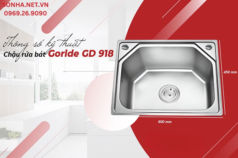 Chậu Gorlde GD 918 ph&ugrave; hợp với căn bếp c&oacute; diện t&iacute;ch tối giản