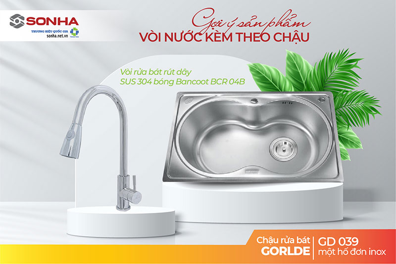 Chậu Gorlde GD 039 và vòi Bancoot BCR 04B