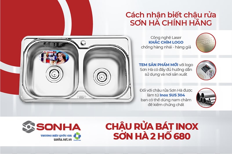 Cách nhận biết chậu rửa bát 680 chính hãng