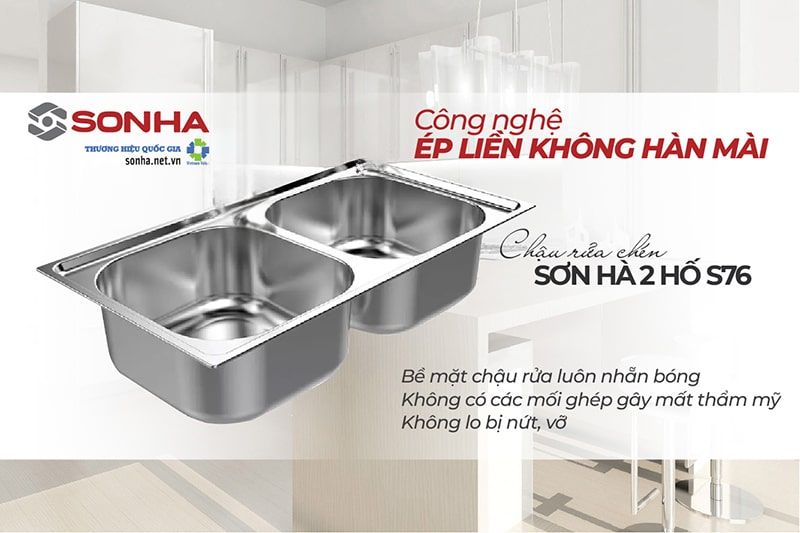 3 ưu điểm vượt trội khi chậu rửa Sơn H&agrave; S76 &aacute;p dụng c&ocirc;ng nghệ &eacute;p liền kh&ocirc;ng h&agrave;n m&agrave;i