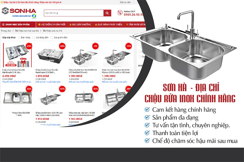 Địa điểm uy tín mua chậu rửa bát Sơn Hà S76