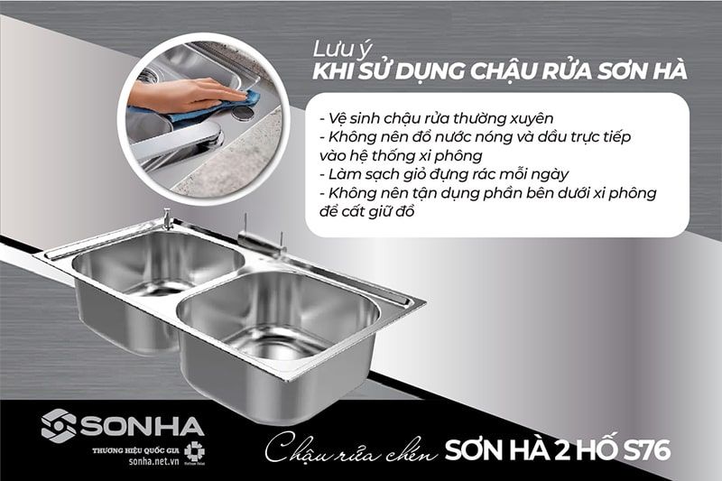4 lưu ý cần biết khi sử dụng chậu rửa Sơn Hà S76