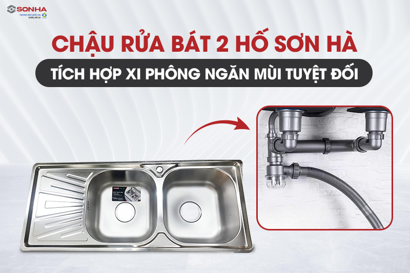 Chậu rửa Sơn Hà với thiết kế xi phông ngăn mùi tuyệt đối