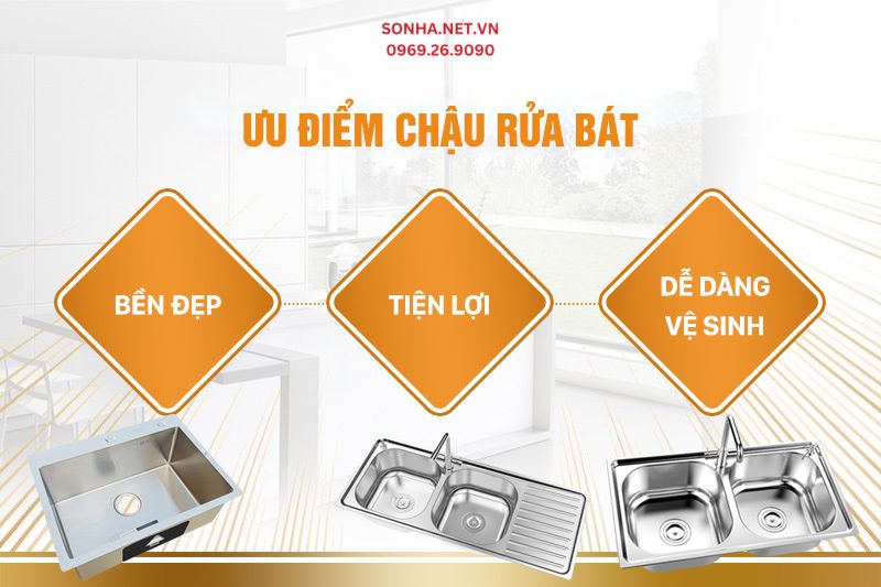 3 ưu điểm nổi bật chậu rửa bát