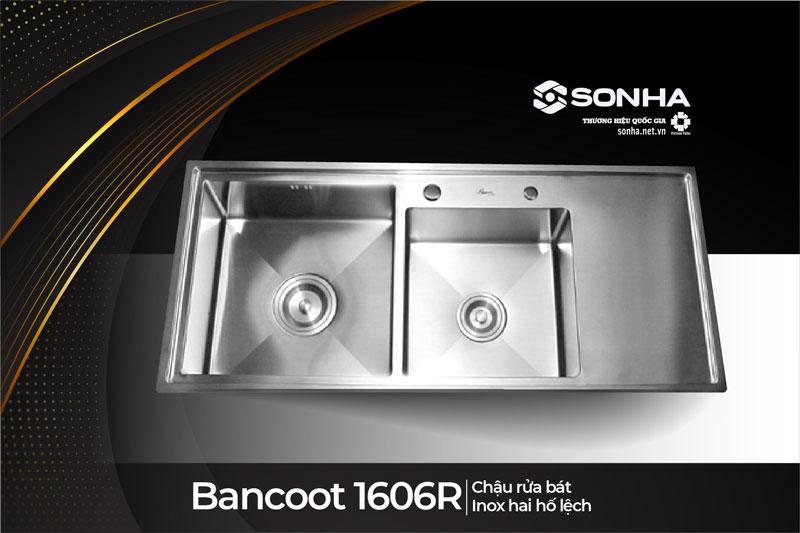 Chậu rửa bát 2 hố inox 304 Bancoot 1606R