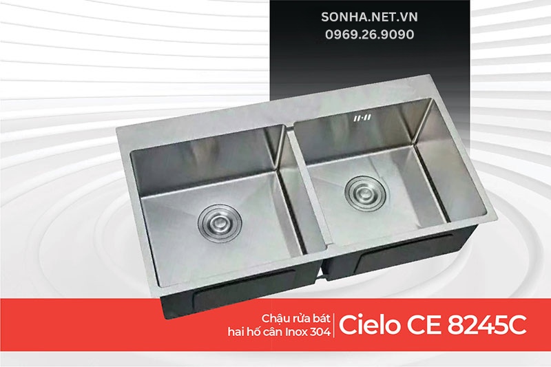 Chậu hai hố c&acirc;n Cielo CE 8245C thiết kế hiện đại, chất liệu cao cấp
