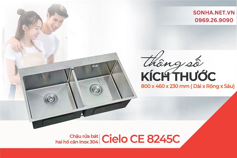 K&iacute;ch thước chậu Cielo CE 8245C đ&aacute;p ứng gia đ&igrave;nh nhiều người