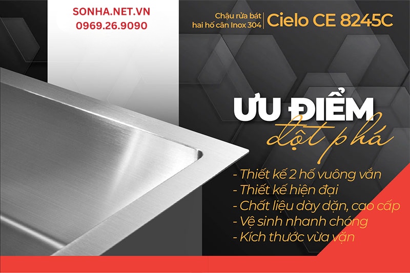 5 ưu điểm vượt trội chậu rửa b&aacute;t Cielo CE 8245C 