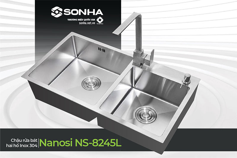 Bồn rửa chén đôi Nanosi NS 8245L